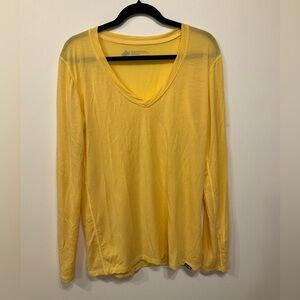 Woolly  Merino Wool Blend Yellow  V-neck Long Sleeve T-Shirt Sz XXL